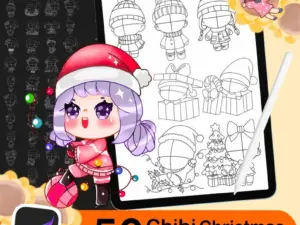 50 procreate chibi stamps christmas stamps1
