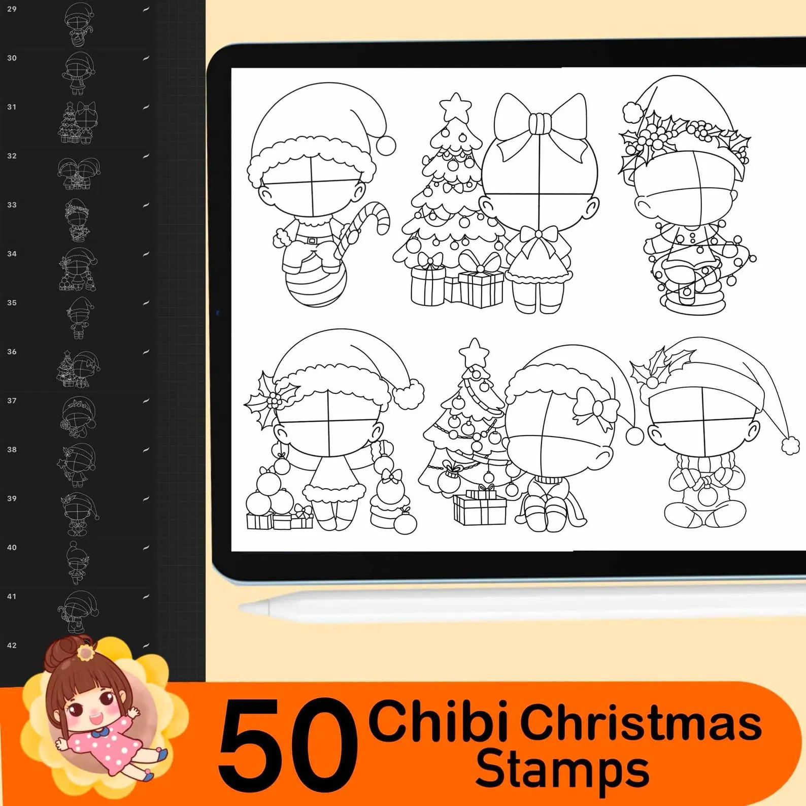 50 Procreate Chibi Stamps Christmas 7 50 procreate chibi stamps christmas stamps3