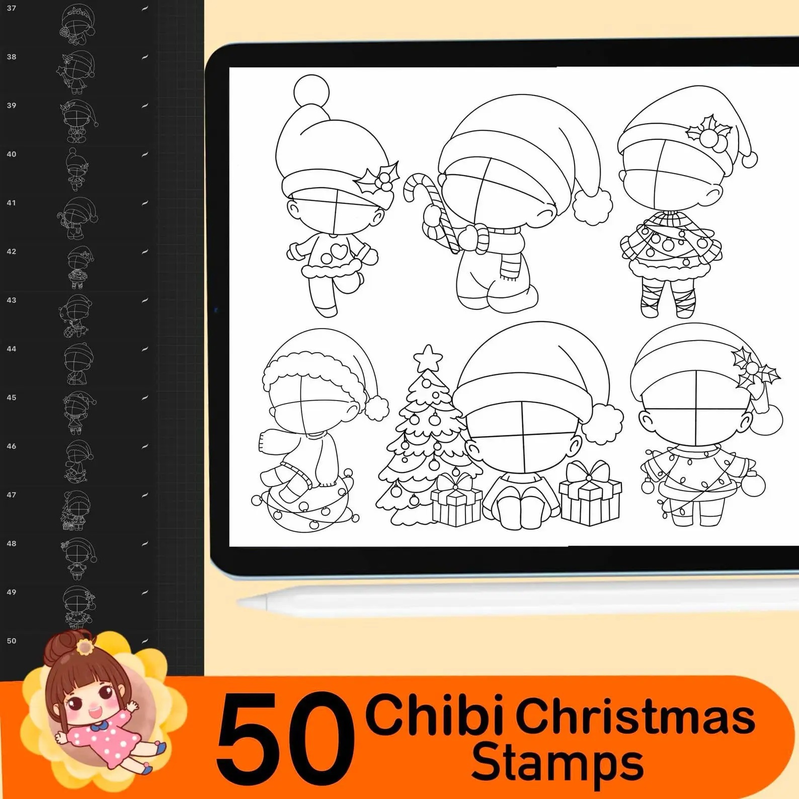 50 Procreate Chibi Stamps Christmas 6 50 procreate chibi stamps christmas stamps4