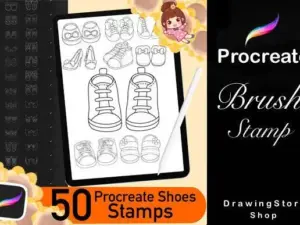 50 procreate shoes stamps brushes