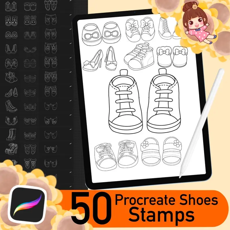 50 Procreate Shoes Stamps Brushes Chibi 2 50 procreate shoes stamps brushes1