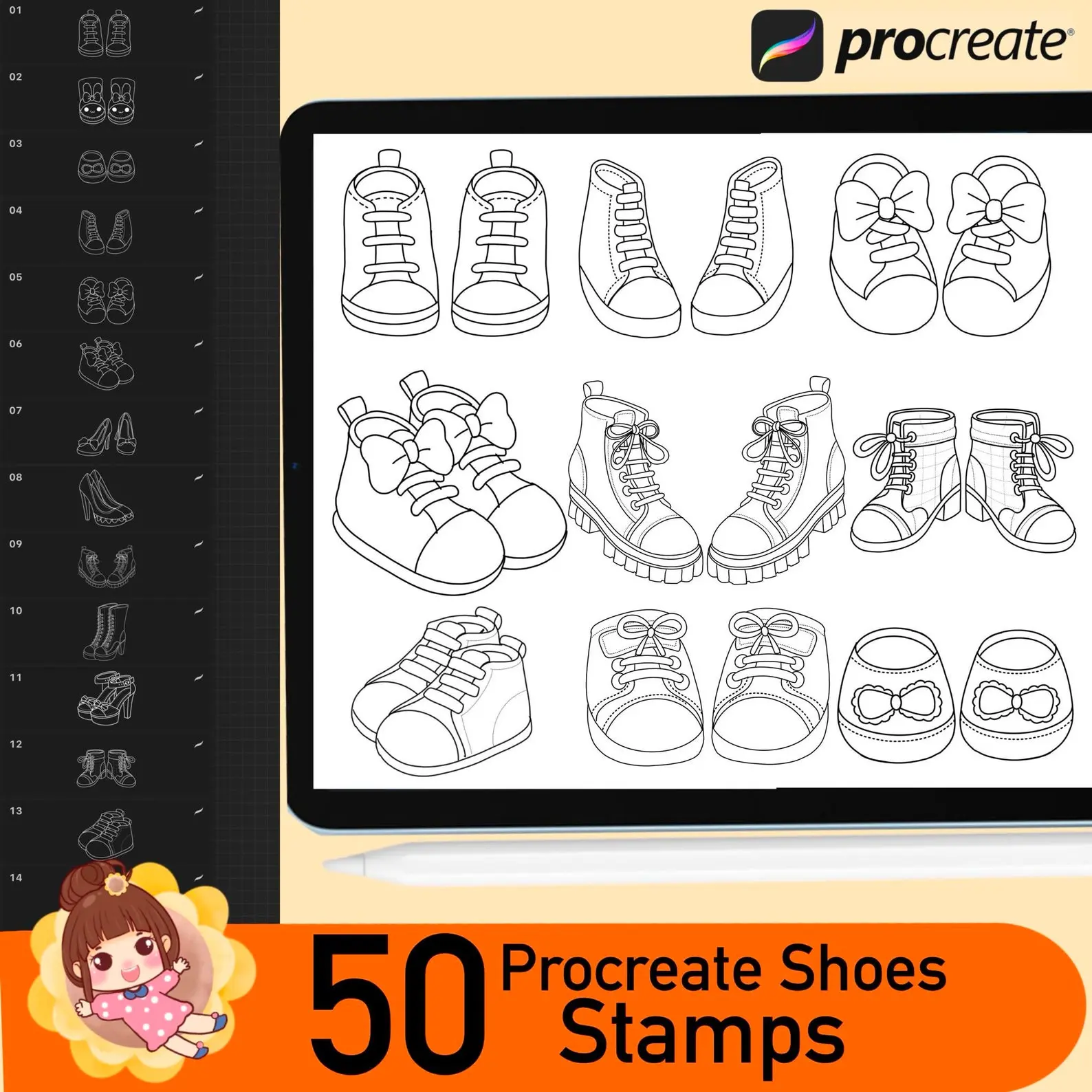 50 Procreate Shoes Stamps Brushes Chibi 8 50 procreate shoes stamps brushes2
