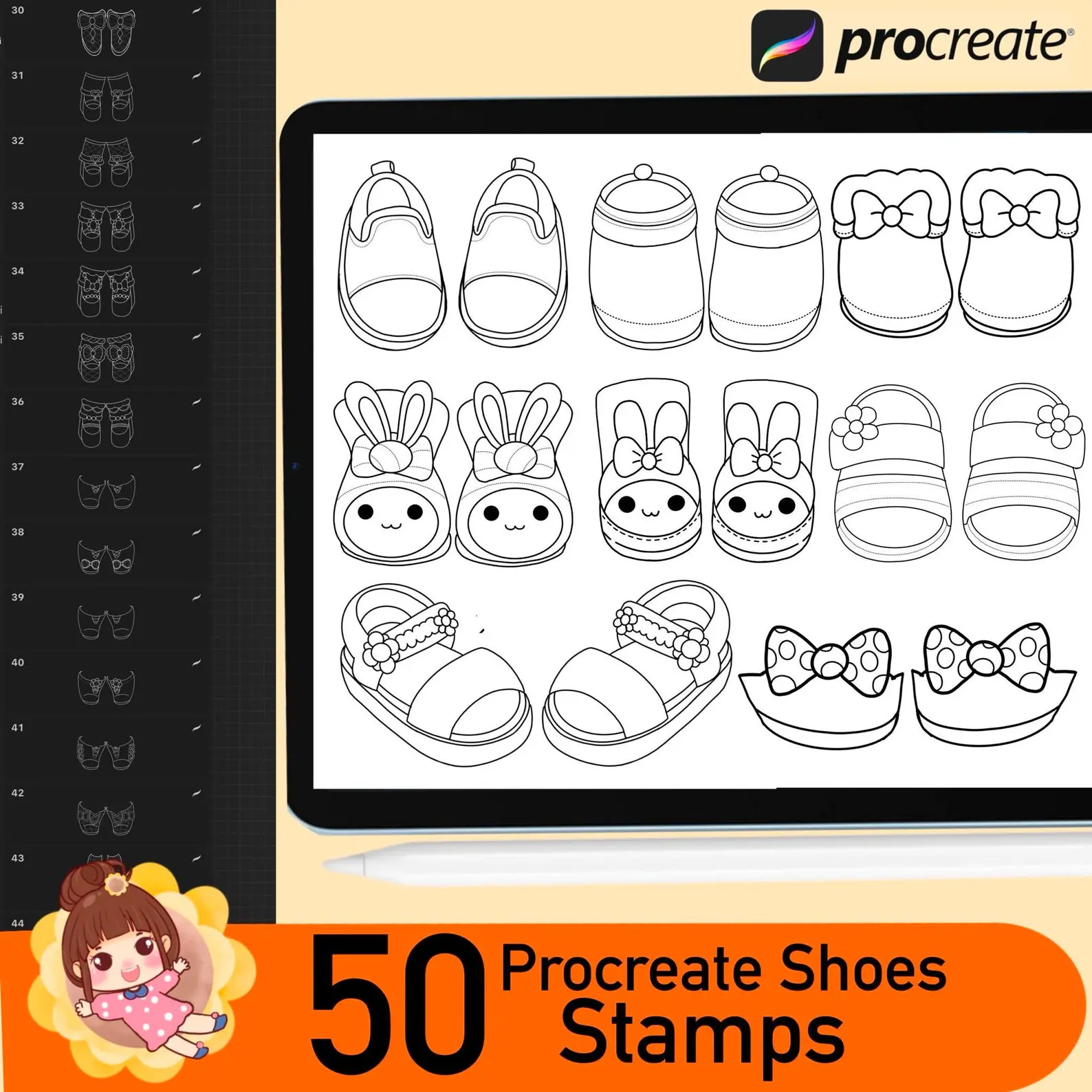 50 Procreate Shoes Stamps Brushes Chibi 6 50 procreate shoes stamps brushes4