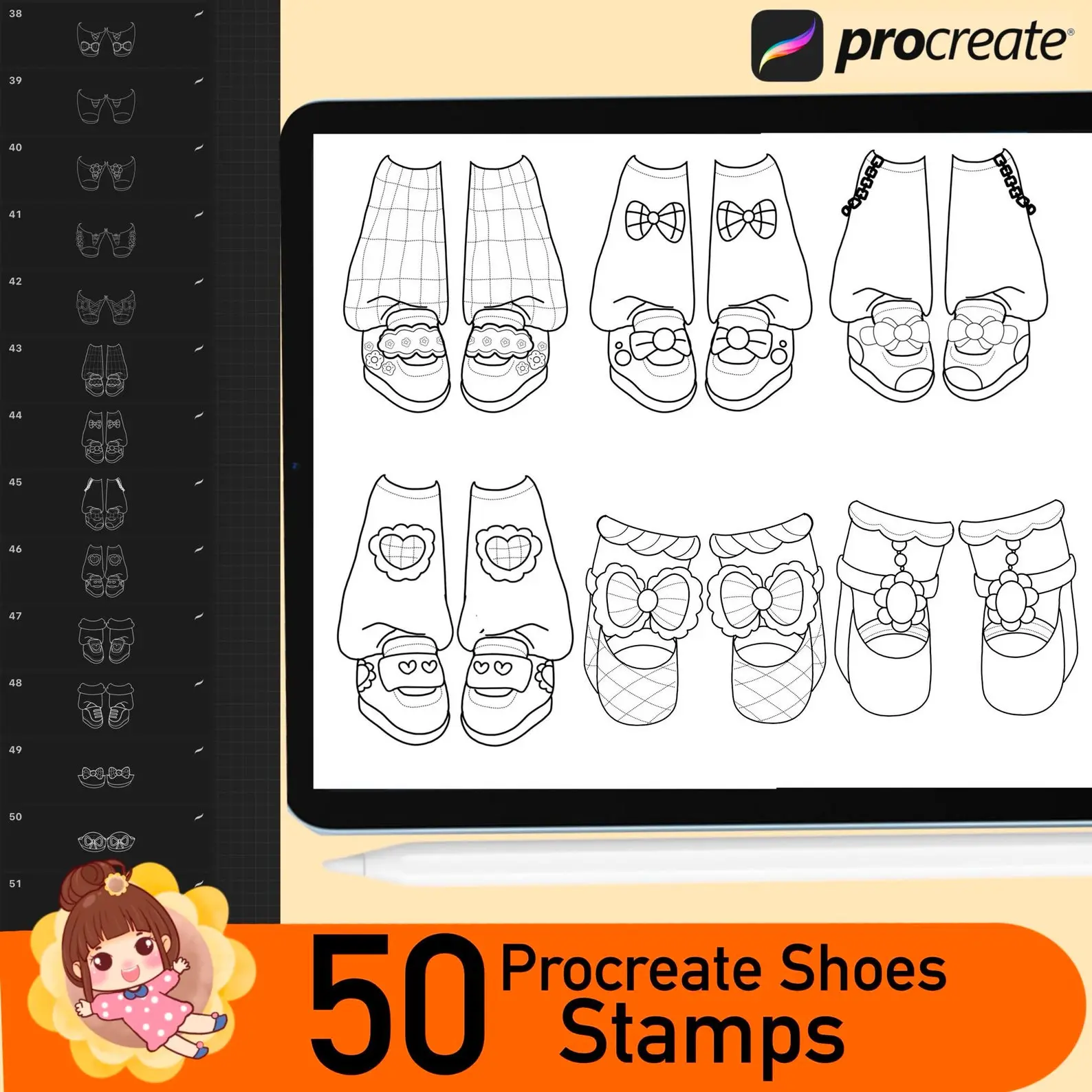 50 Procreate Shoes Stamps Brushes Chibi 5 50 procreate shoes stamps brushes5