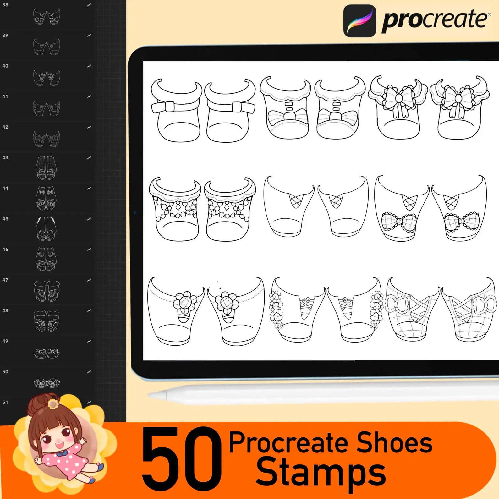 50 Procreate Shoes Stamps Brushes Chibi 4 50 procreate shoes stamps brushes6