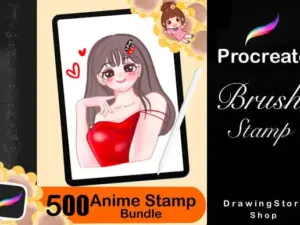 500 anime stamps procreate brush set 2