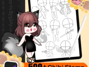 500 procreate chibi stamp brushes1
