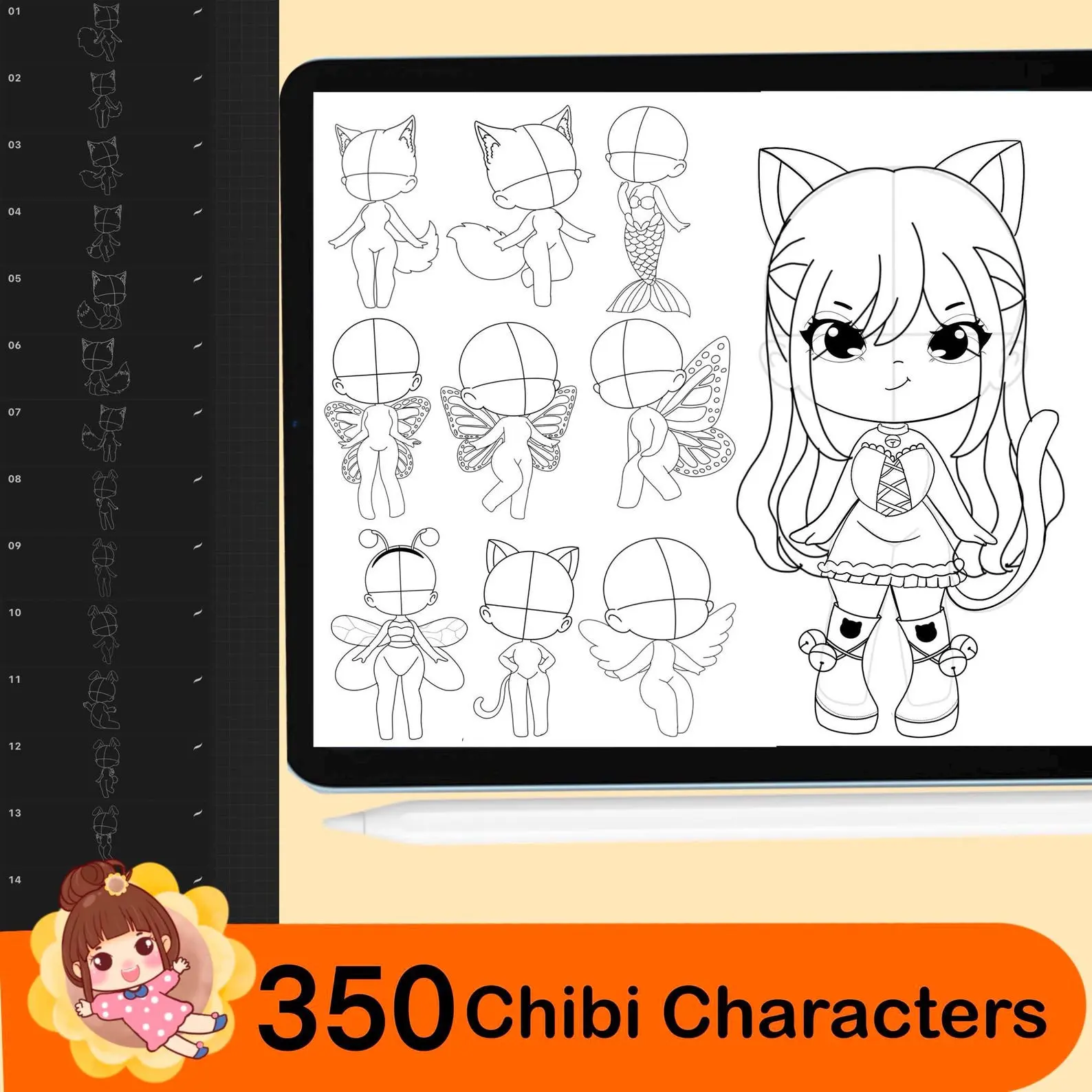 500 Procreate Chibi Stamp Brushes Chibi 2 500 procreate chibi stamp brushes2