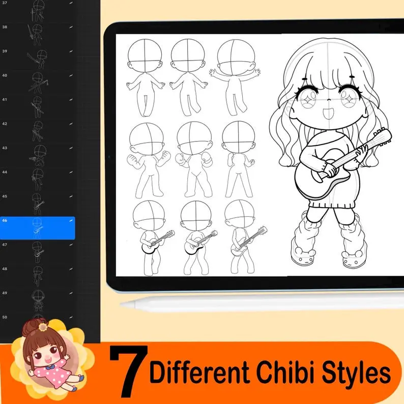 500 Procreate Chibi Stamp Brushes Chibi 9 500 procreate chibi stamp brushes4