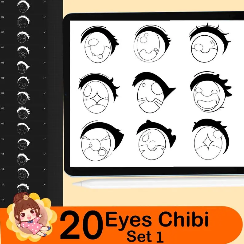 500 Procreate Chibi Stamp Brushes Chibi 8 500 procreate chibi stamp brushes5