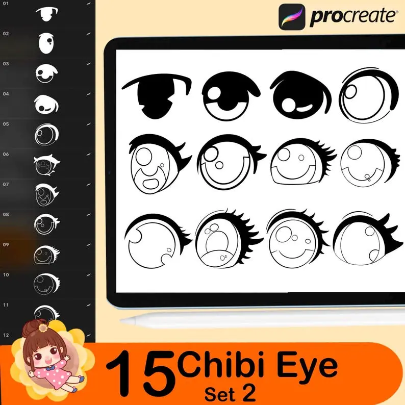 500 Procreate Chibi Stamp Brushes Chibi 7 500 procreate chibi stamp brushes6