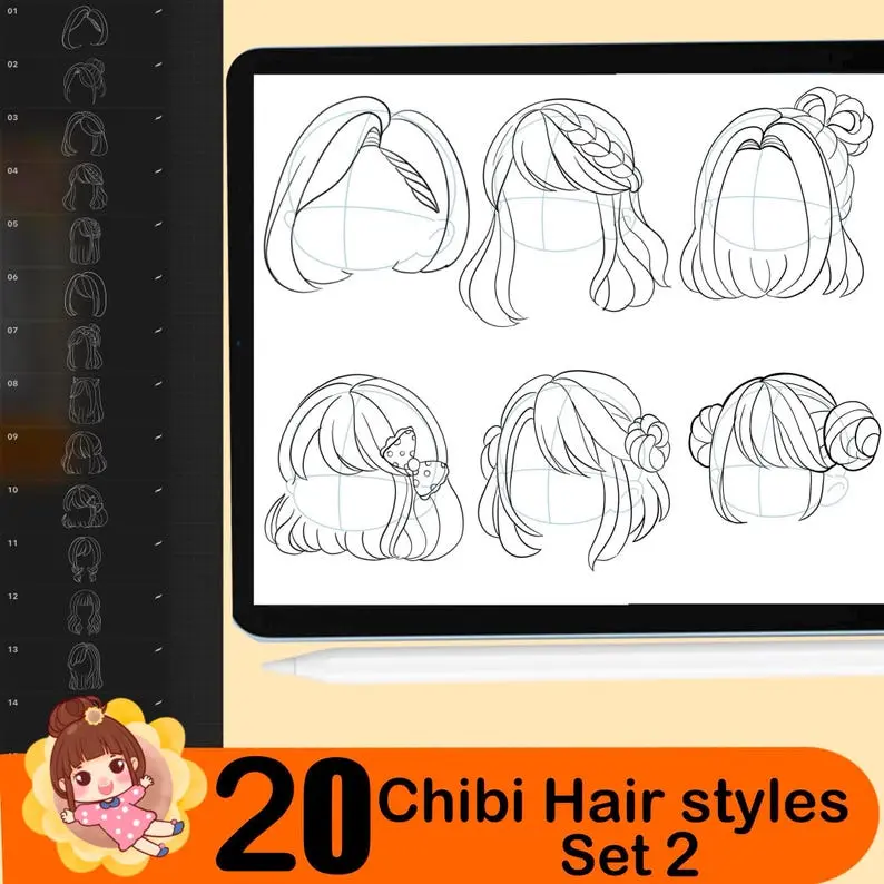 500 Procreate Chibi Stamp Brushes Chibi 5 500 procreate chibi stamp brushes8