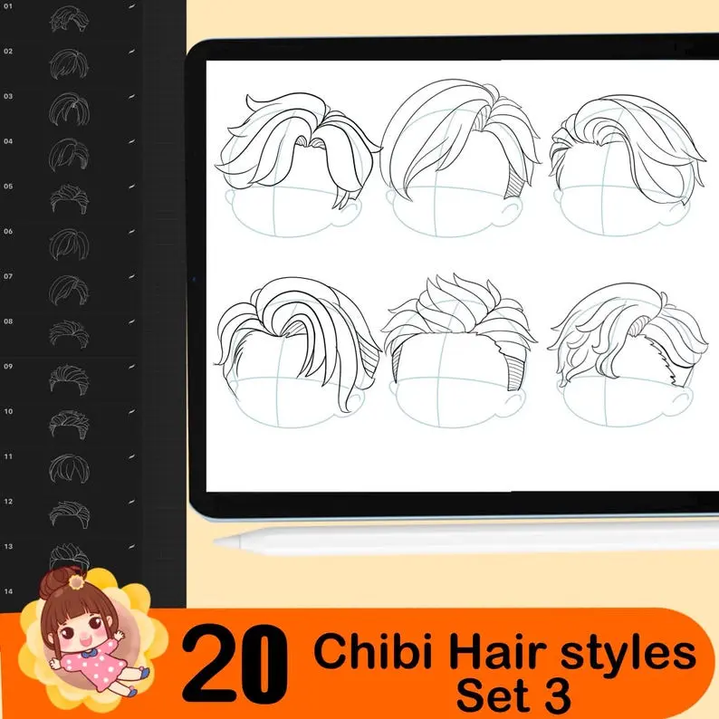500 Procreate Chibi Stamp Brushes Chibi 4 500 procreate chibi stamp brushes9