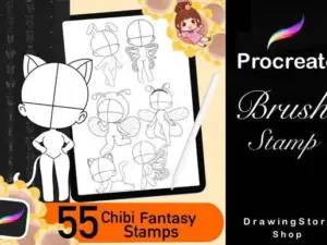55 figure stamps brushes for procreate