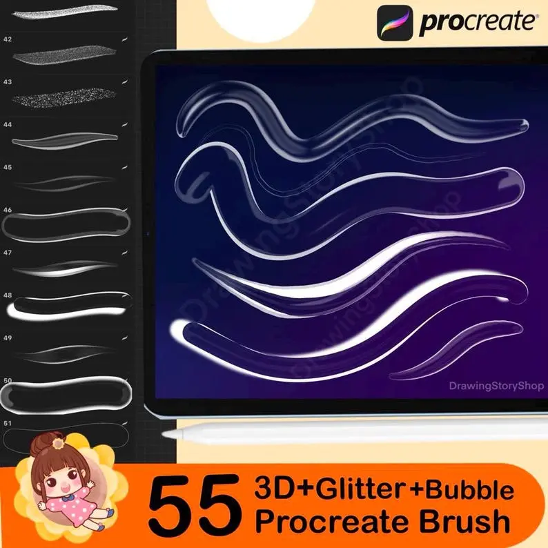 55 Procreate Glitter Brushes, 3D Lettering 4 55 procreate glitter brushes5