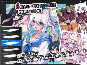 6 anime procreate brushes i use mostly soft and sketchy 6