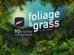 60 foliage procreate brushes including leaves