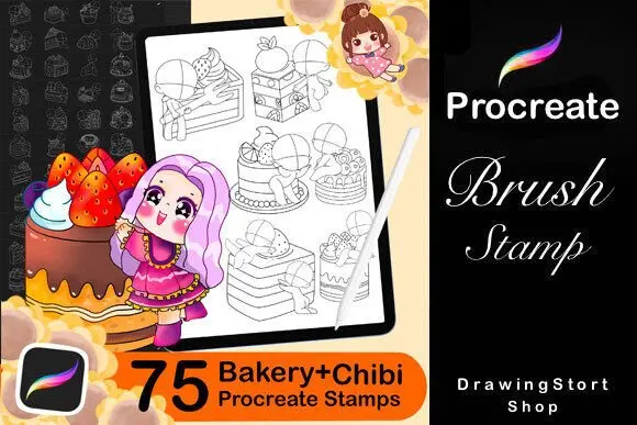 75 Procreate Kawaii Bakery Bases and Stamps 3 75 procreate kawaii bakery bases and stamps