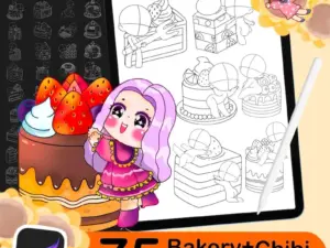 75 procreate kawaii bakery bases and stamps1