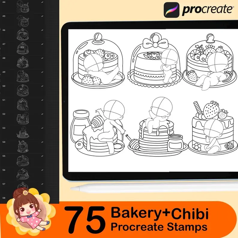 75 Procreate Kawaii Bakery Bases and Stamps 7 75 procreate kawaii bakery bases and stamps5