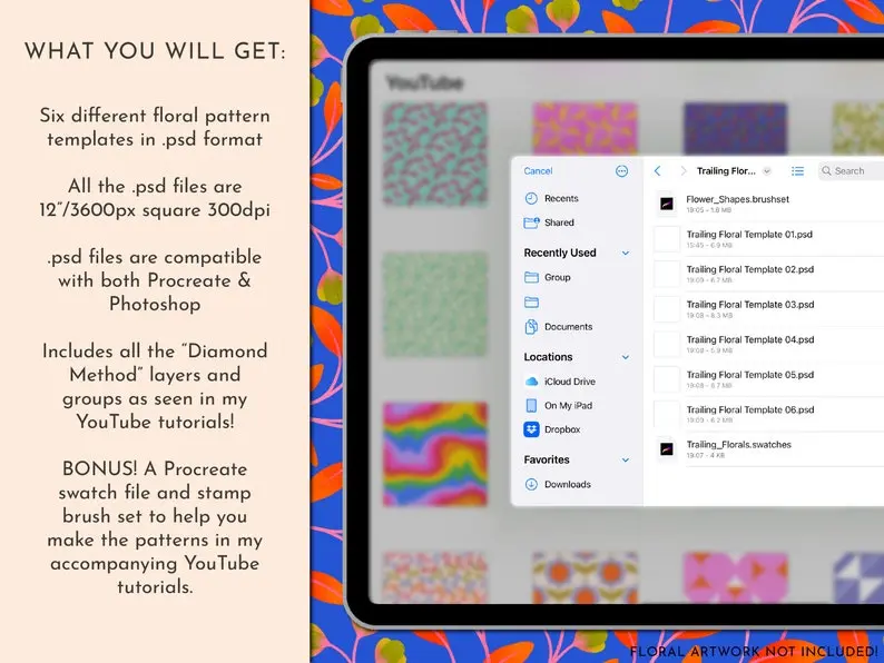 The Pattern Maker Canvas - Trailing Floral 3 fur procreate brushes furry procreate8