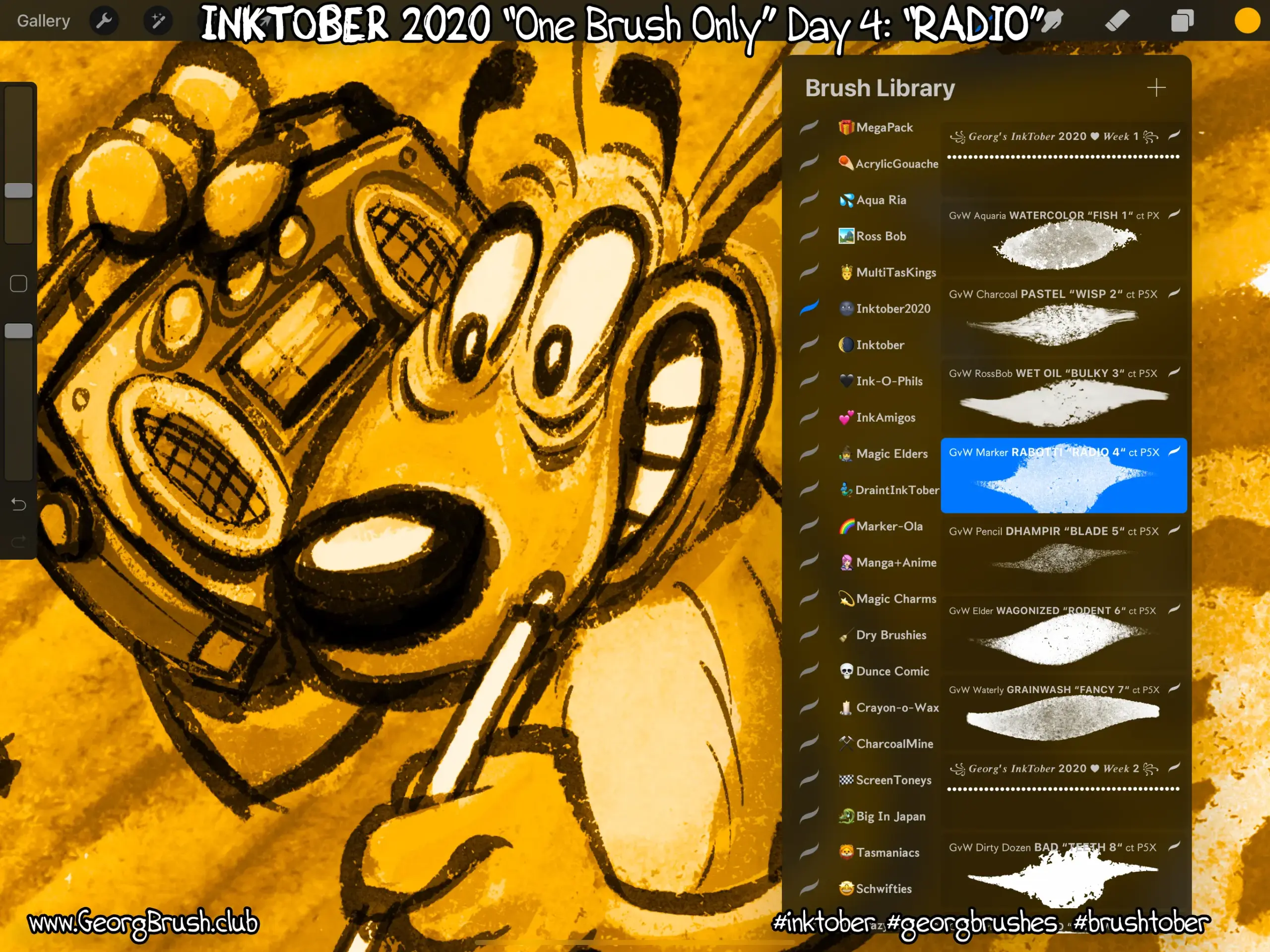 Georg's BRUSHTOBER Bundle 2020-2021: 150+ Ink, Pen, Marker, and Dual Color Paint Brushes for Procreate 7 georgs brushtober bundle 1