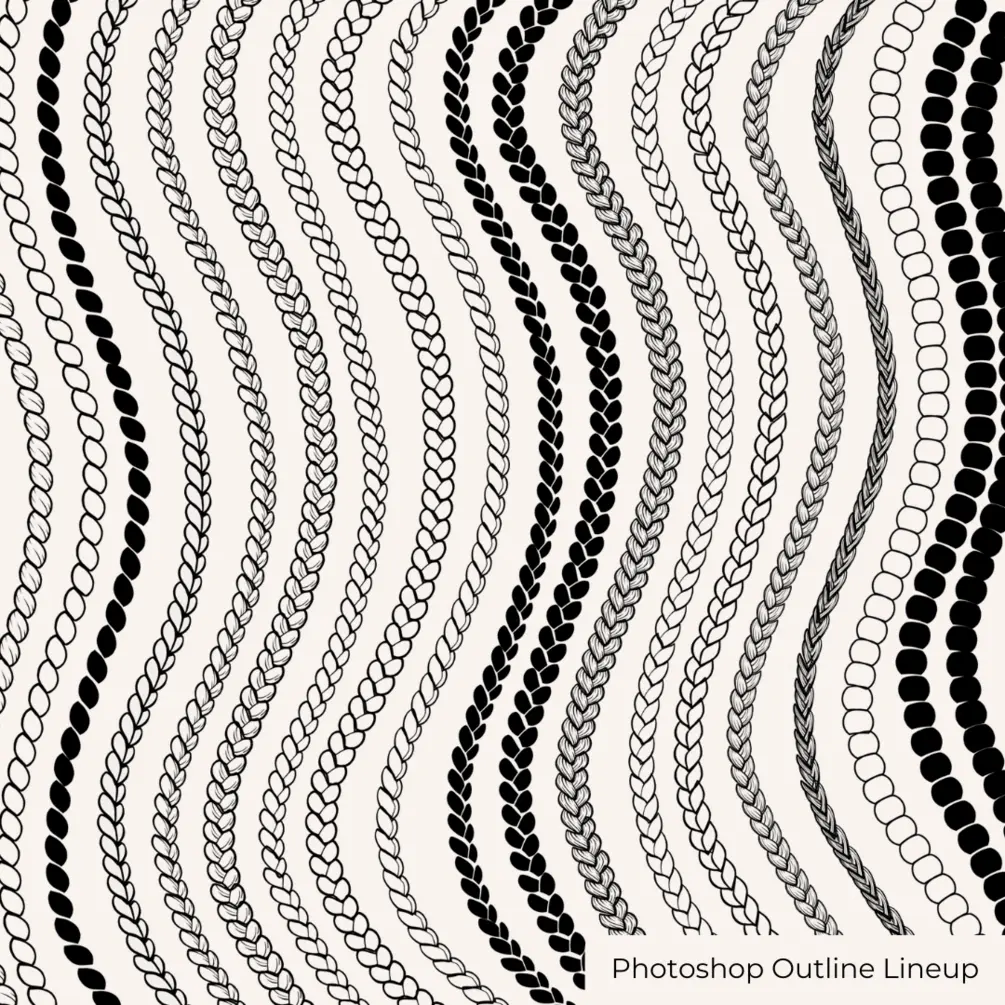 Vol 2 Dual Pack CSP, Photoshop, & Adobe Fresco Outline Braid/Twist and Cartoony Curl Brushes 2 photoshop fresco cartoon curls by vegalia 2