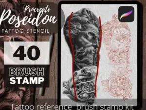 poseidon tattoo brush stamps greek mythology stencils5