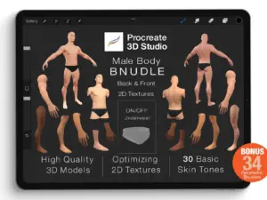 procreate 3d model male body bundle 2