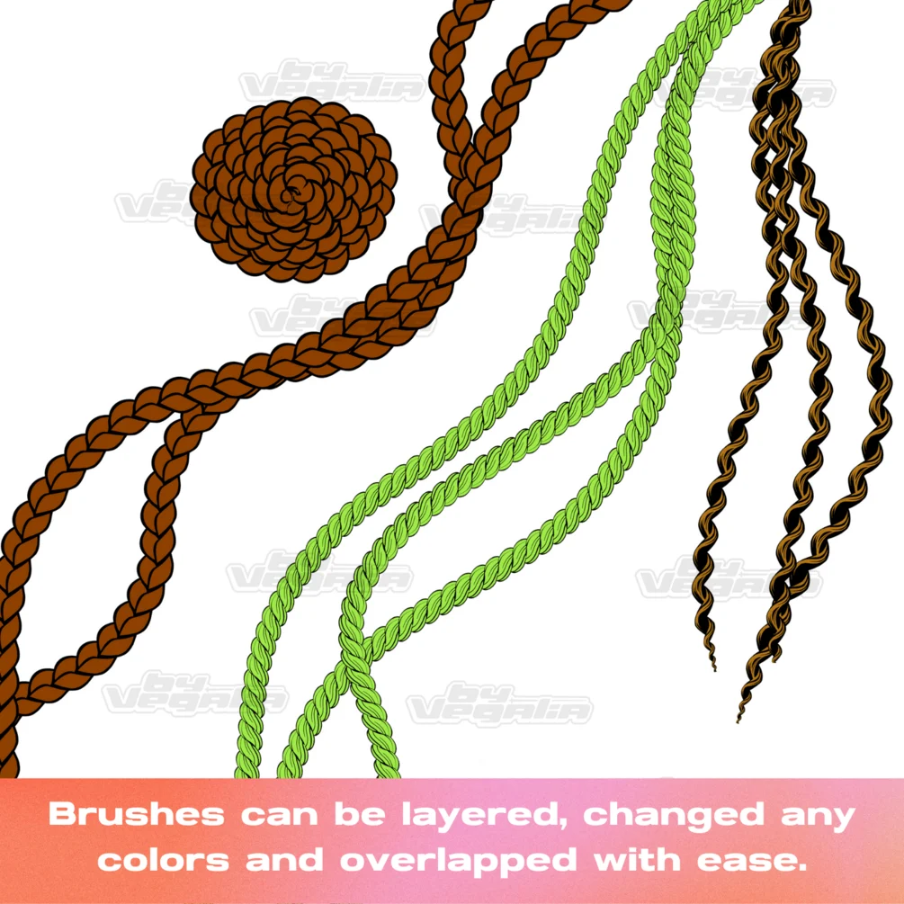 Vol 1 Clip Studio Paint (CSP) Outline Braid, Twist, Loc and Curl Brushes by Vegalia x Tori.png 6 Vol 1 Clip Studio Paint (CSP) Outline Braid, Twist, Loc and Curl Brushes by Vegalia x Tori.png - Image 6