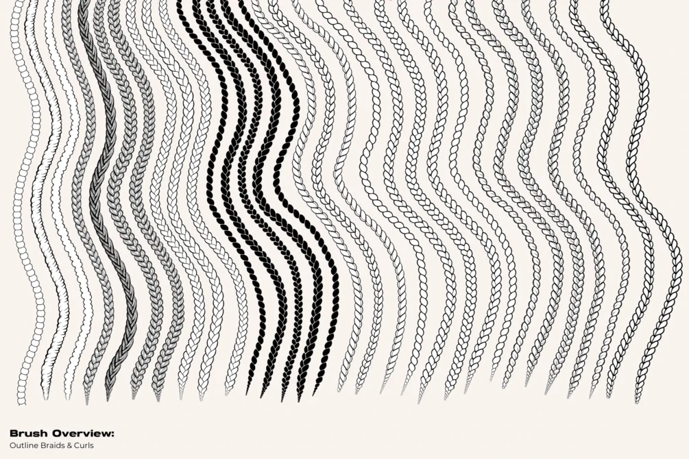 Vol 2 Dual Pack CSP, Photoshop, & Adobe Fresco Outline Braid/Twist and Cartoony Curl Brushes by Vegalia 7 Vol 2 Dual Pack CSP, Photoshop, & Adobe Fresco Outline Braid/Twist and Cartoony Curl Brushes by Vegalia - Image 7