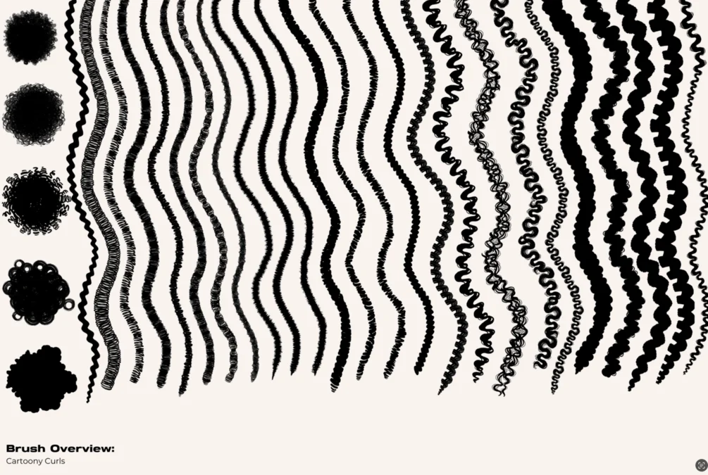 Vol 2 Dual Pack CSP, Photoshop, & Adobe Fresco Outline Braid/Twist and Cartoony Curl Brushes by Vegalia 8 Vol 2 Dual Pack CSP, Photoshop, & Adobe Fresco Outline Braid/Twist and Cartoony Curl Brushes by Vegalia - Image 8