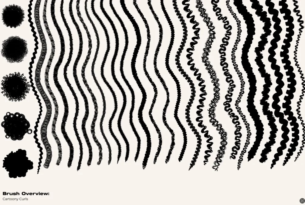 Vol 2 Dual Pack CSP, Photoshop, & Adobe Fresco Outline Braid/Twist and Cartoony Curl Brushes by Vegalia 9 Vol 2 Dual Pack CSP, Photoshop, & Adobe Fresco Outline Braid/Twist and Cartoony Curl Brushes by Vegalia - Image 9