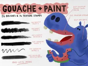 david cps gouache and paint brush set for photoshop