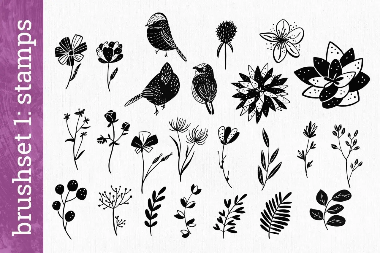 Flora&Bird - Brush Box for Procreate 7 flora bird brush box for procreate 3