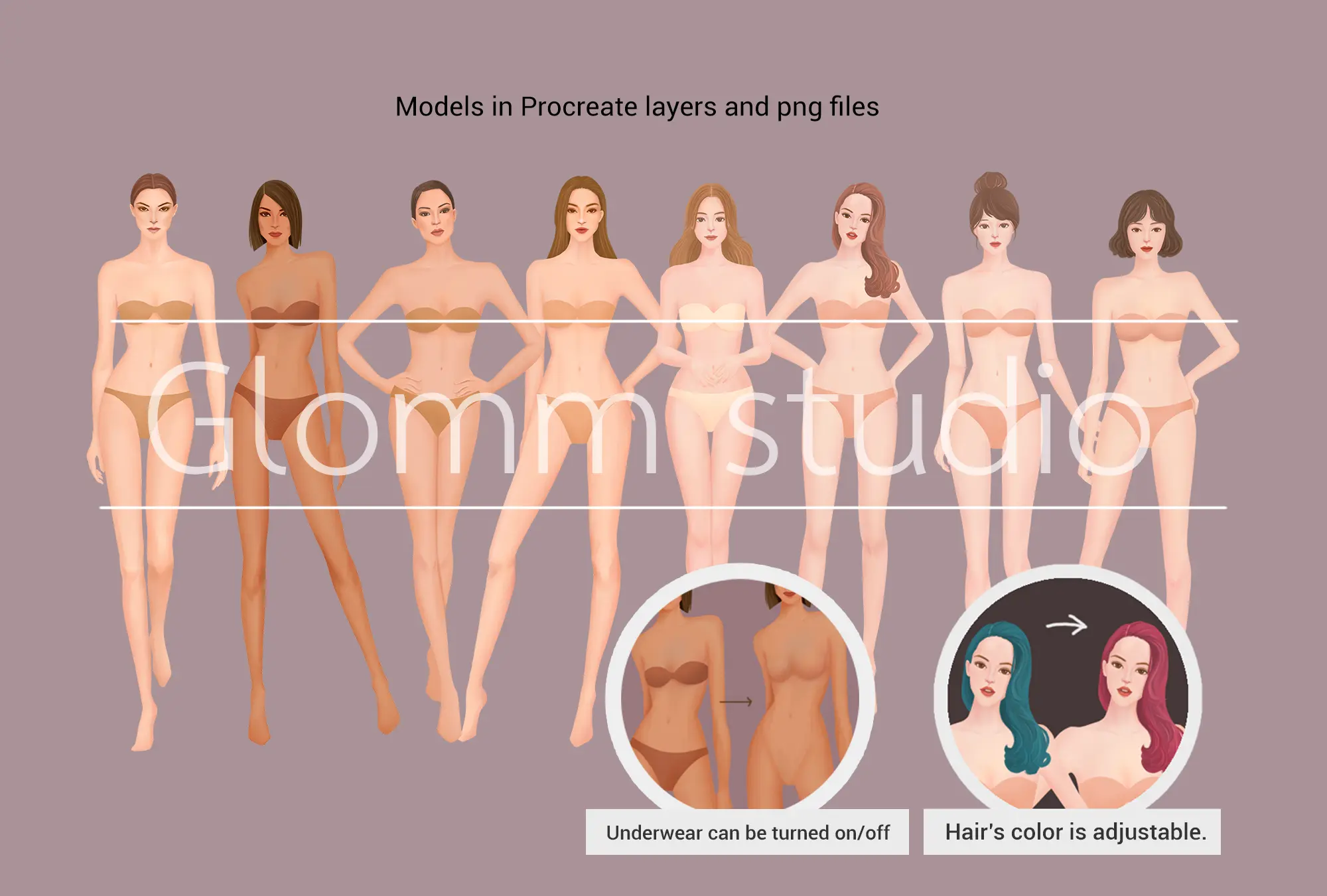 Glomm Fashion Brushset for Procreate (80 brushes+8 free models in png) 7 glm 3