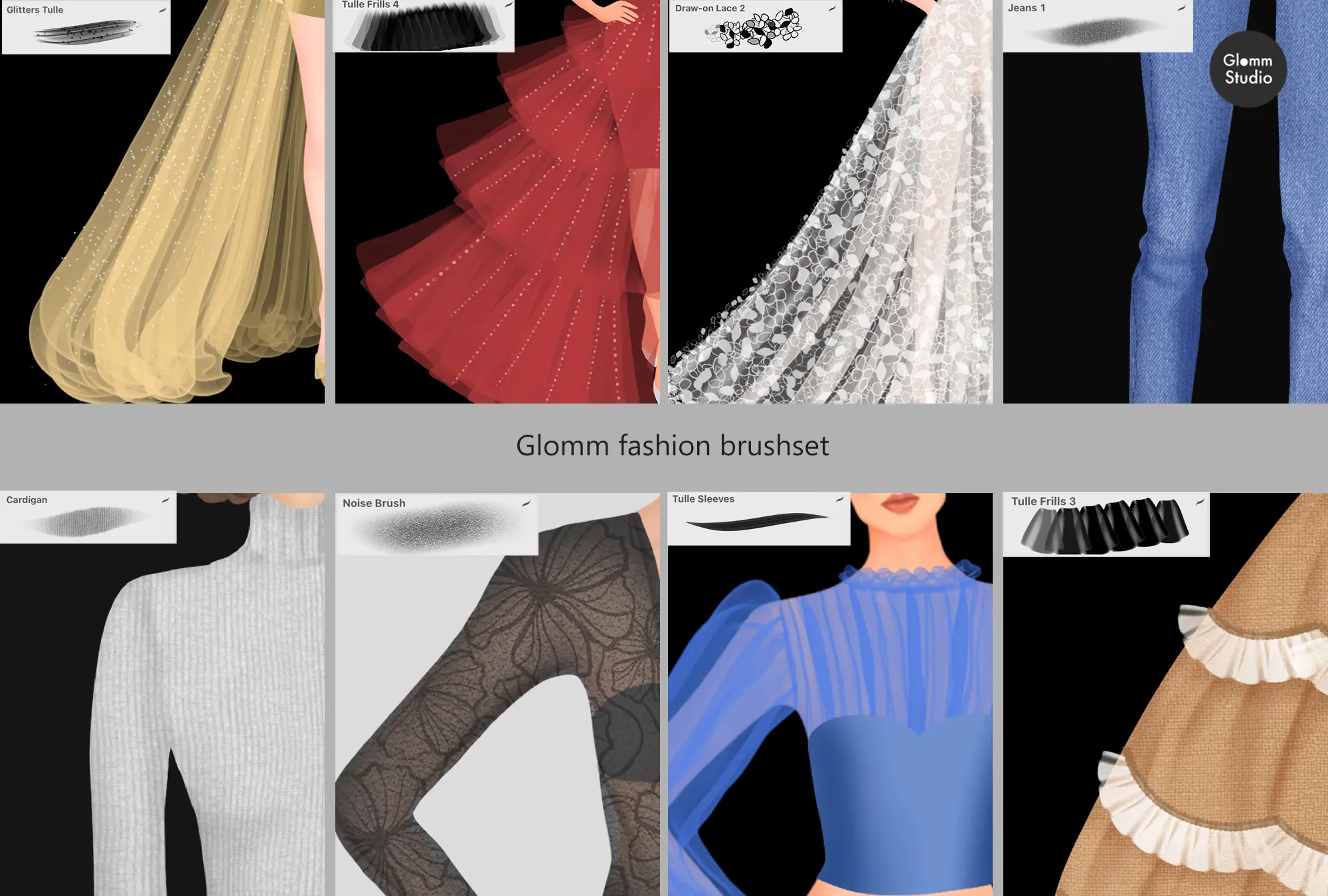 Glomm Fashion Brushset for Procreate (80 brushes+8 free models in png) 4 glm 6