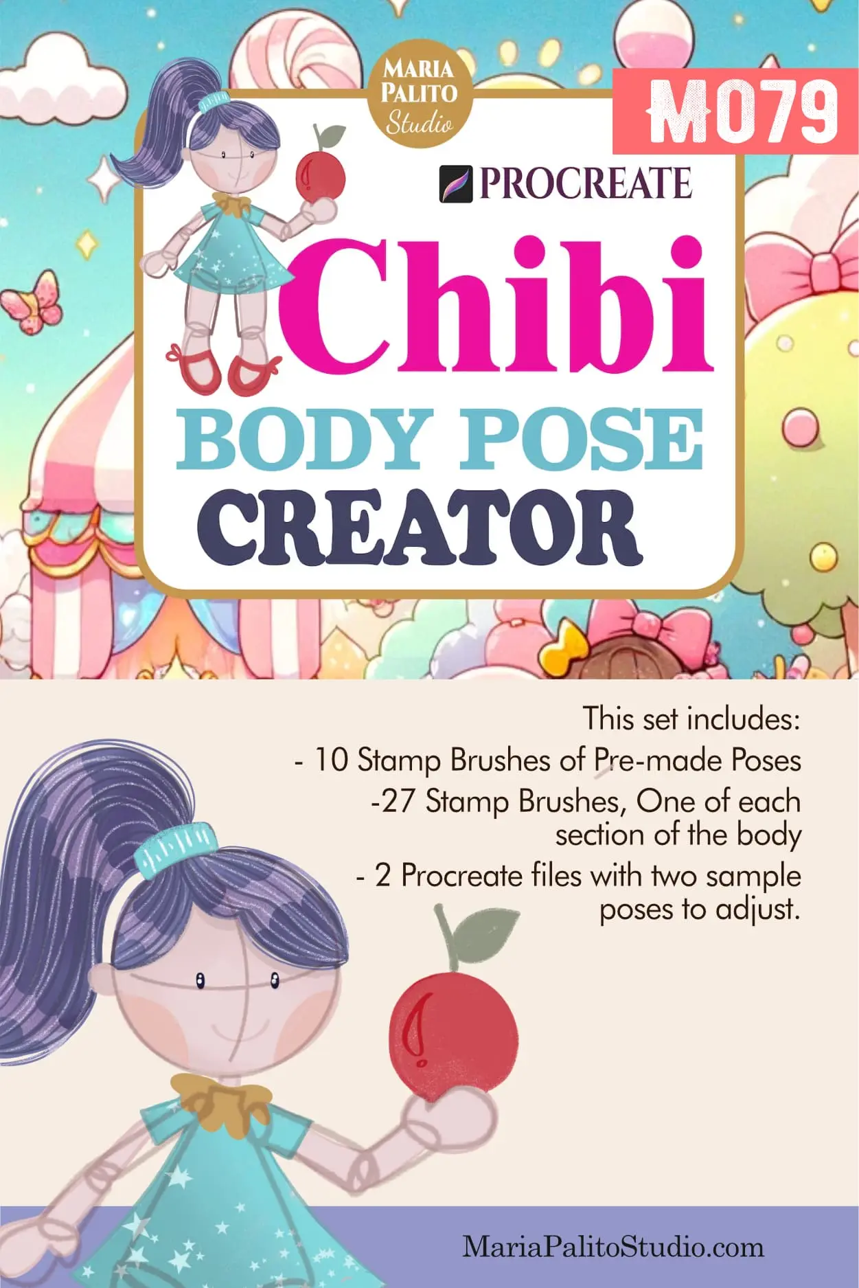 Body Pose PROCREATE Bundle Drawing Set M086 3 m086 human pose bundle 3