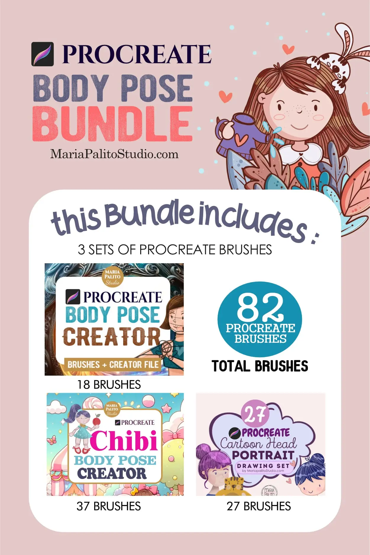Body Pose PROCREATE Bundle Drawing Set M086 6 m086 human pose bundle 5