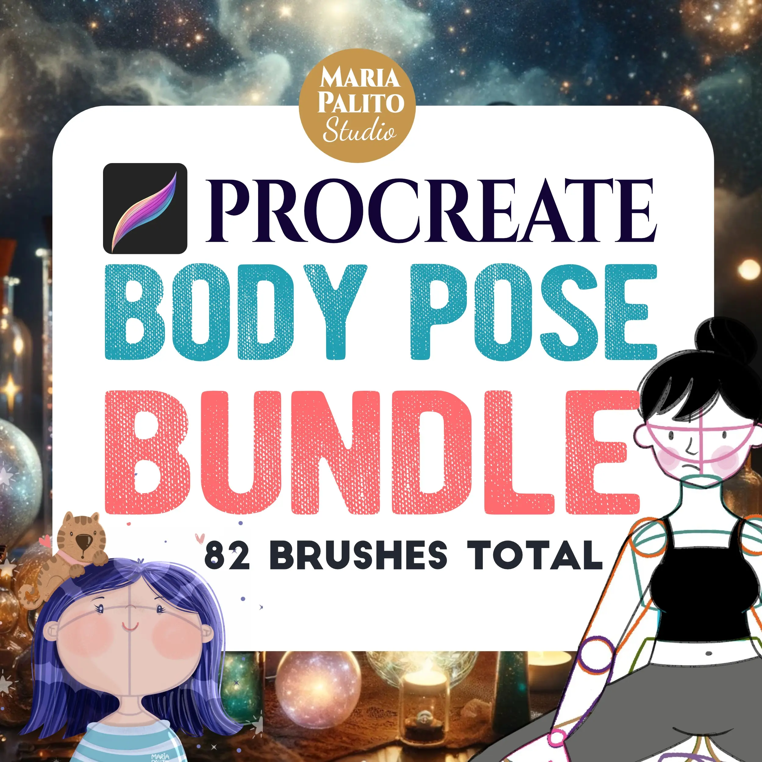 Body Pose PROCREATE Bundle Drawing Set M086 2 m086 humansdfff pose bundle