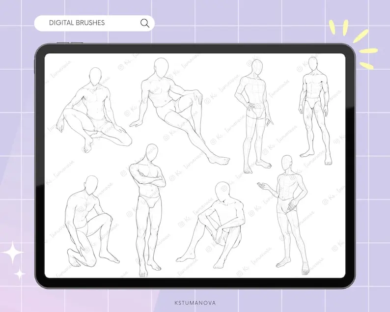 Photoshop Male Body Poses Brushes 7 male poses by kstumanova 6