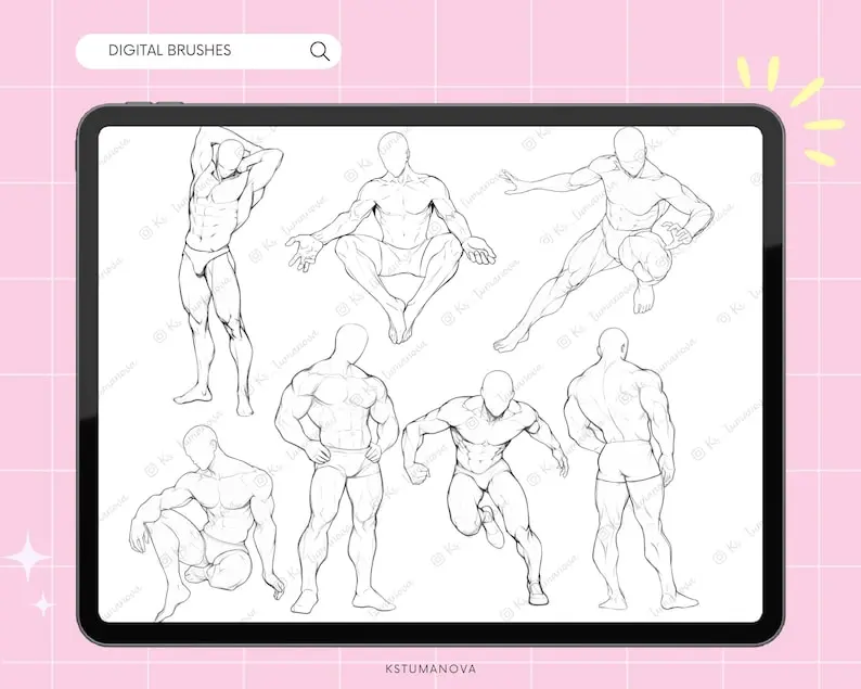 Photoshop Male Body Poses Brushes 6 male poses by kstumanova 7