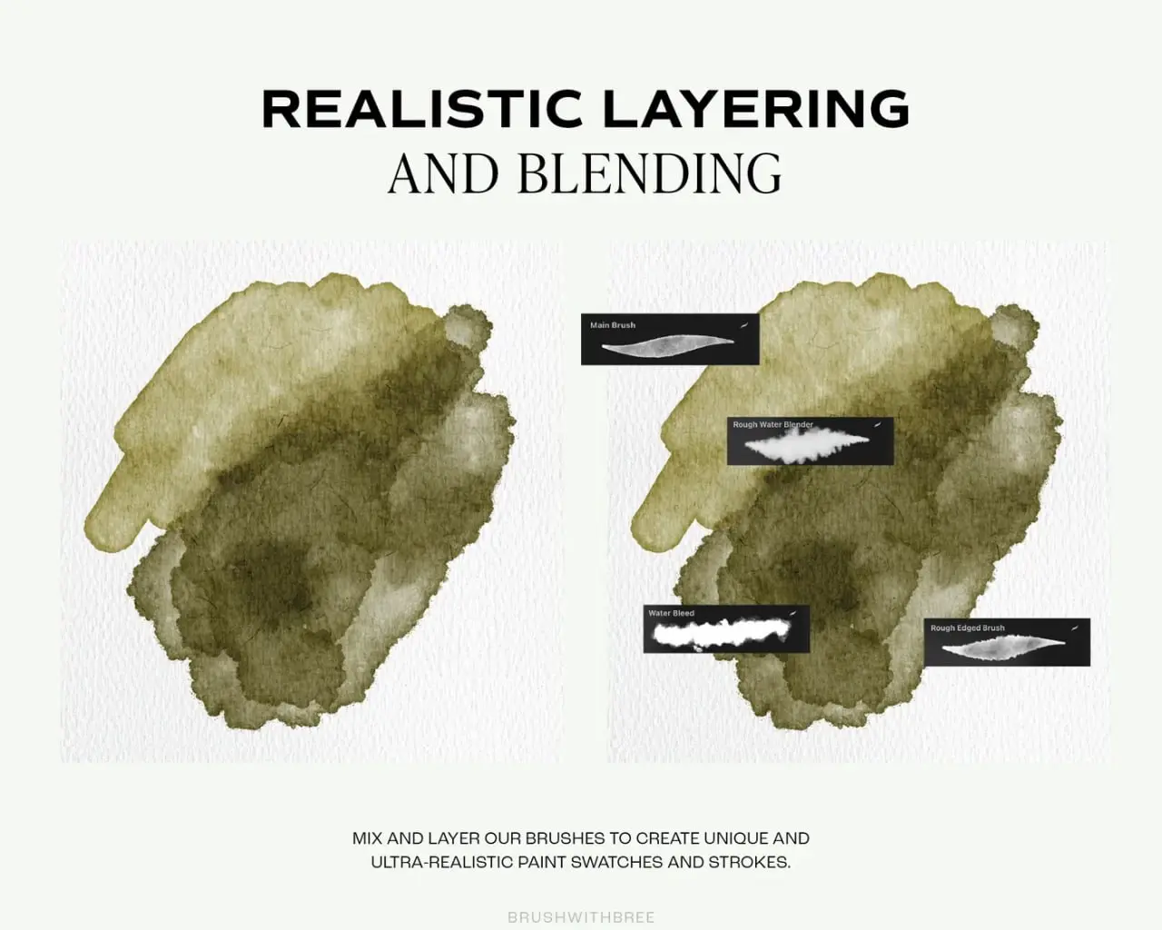 Realistic Watercolour Brushes for Procreate. Watercolour Brushes made for Ipad Procreate. Brush & Canvas Set for Ipad. Digital Brushes Set 8 realistic watercolour procreate brush set 3