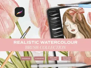 realistic watercolour procreate brush set
