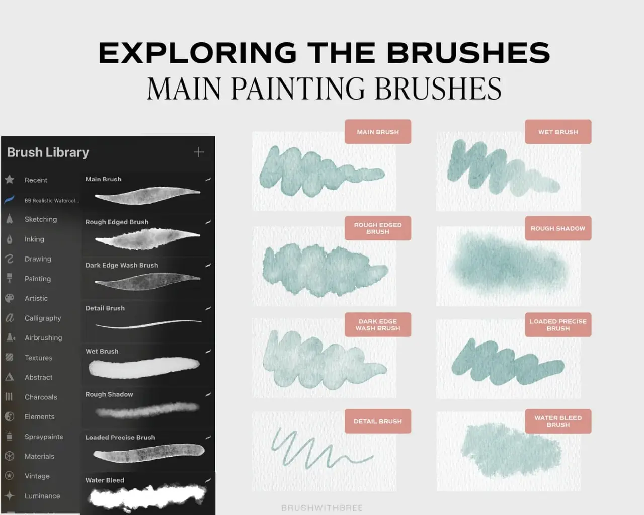 Realistic Watercolour Brushes for Procreate. Watercolour Brushes made for Ipad Procreate. Brush & Canvas Set for Ipad. Digital Brushes Set 7 realistic watercolour procreate brush set 4