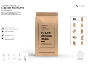 coffee & food bag 3d mockup bundle 10205