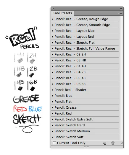 Real Photoshop Pencil Brush Tool Presets 10 real photoshop pencil brush tool presets2 92519